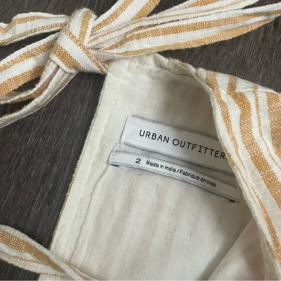 Urban Outfitters Millie Stripe Plunging Cream and Tan Backless Dress - Picture 10 of 13